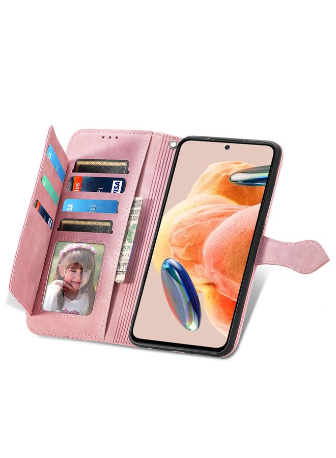 اس-توب جراب هاتف Redmi Note 12 Pro 4G Global من الجلد بسحاب منقوش بالزهور - Image 4