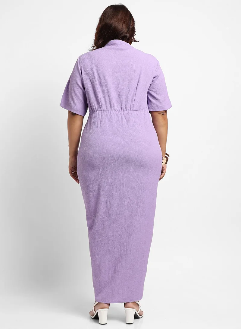 Instafab Plus Ruched Button-Up Dress
