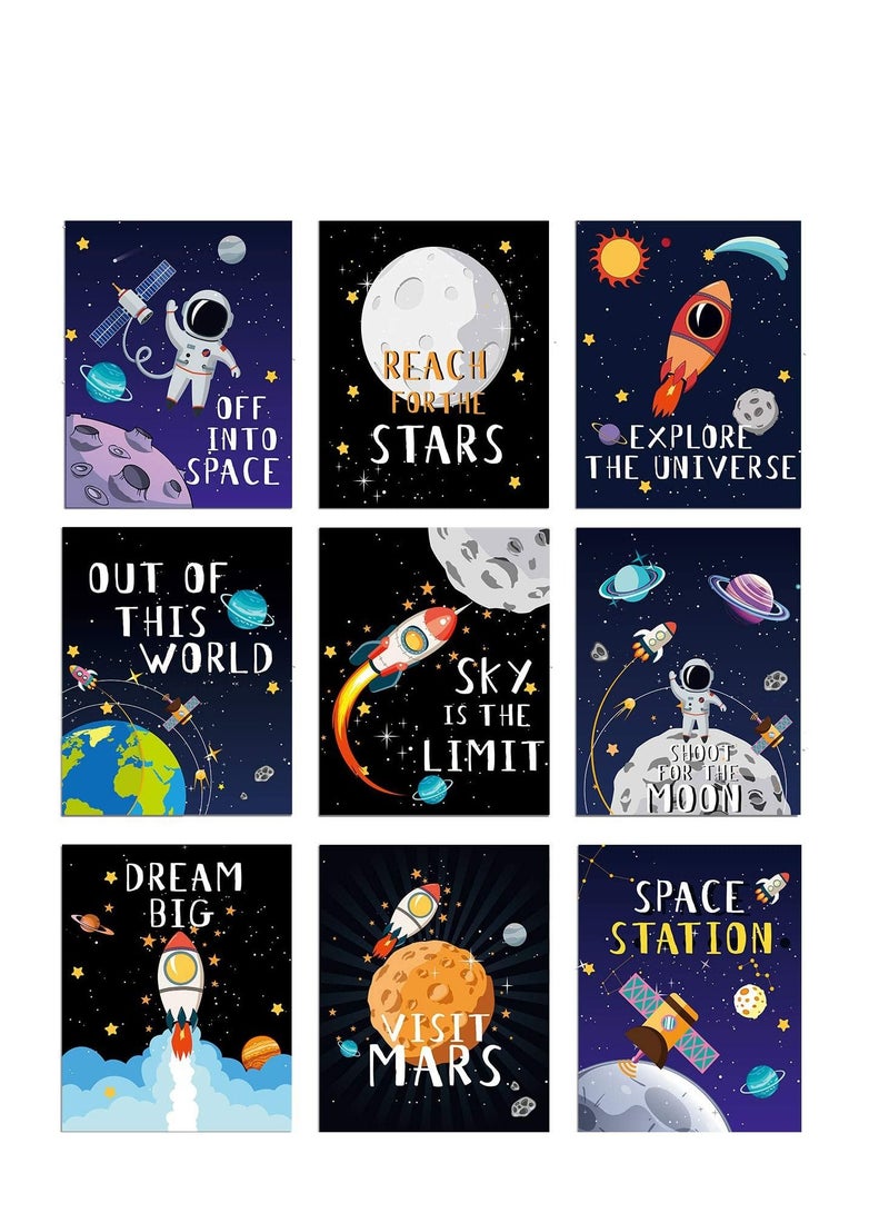 SYOSI Outer Space Wall Art Decor Posters, Astronaut Canvas Wall Prints Solar System Planet Unframed Poster for Kids Nursery Bedroom Space Posters Decor, 8 x 10 Inch (9 Pcs) - Image 1