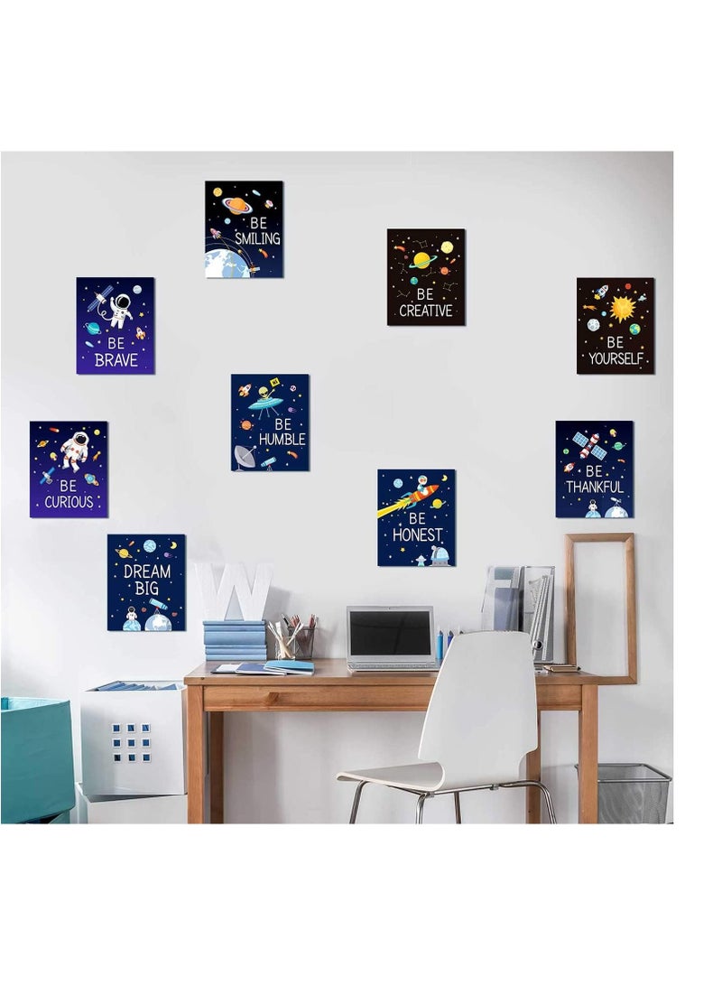 SYOSI Outer Space Wall Art Decor Posters, Astronaut Canvas Wall Prints Solar System Planet Unframed Poster for Kids Nursery Bedroom Space Posters Decor, 8 x 10 Inch (9 Pcs) - Image 2