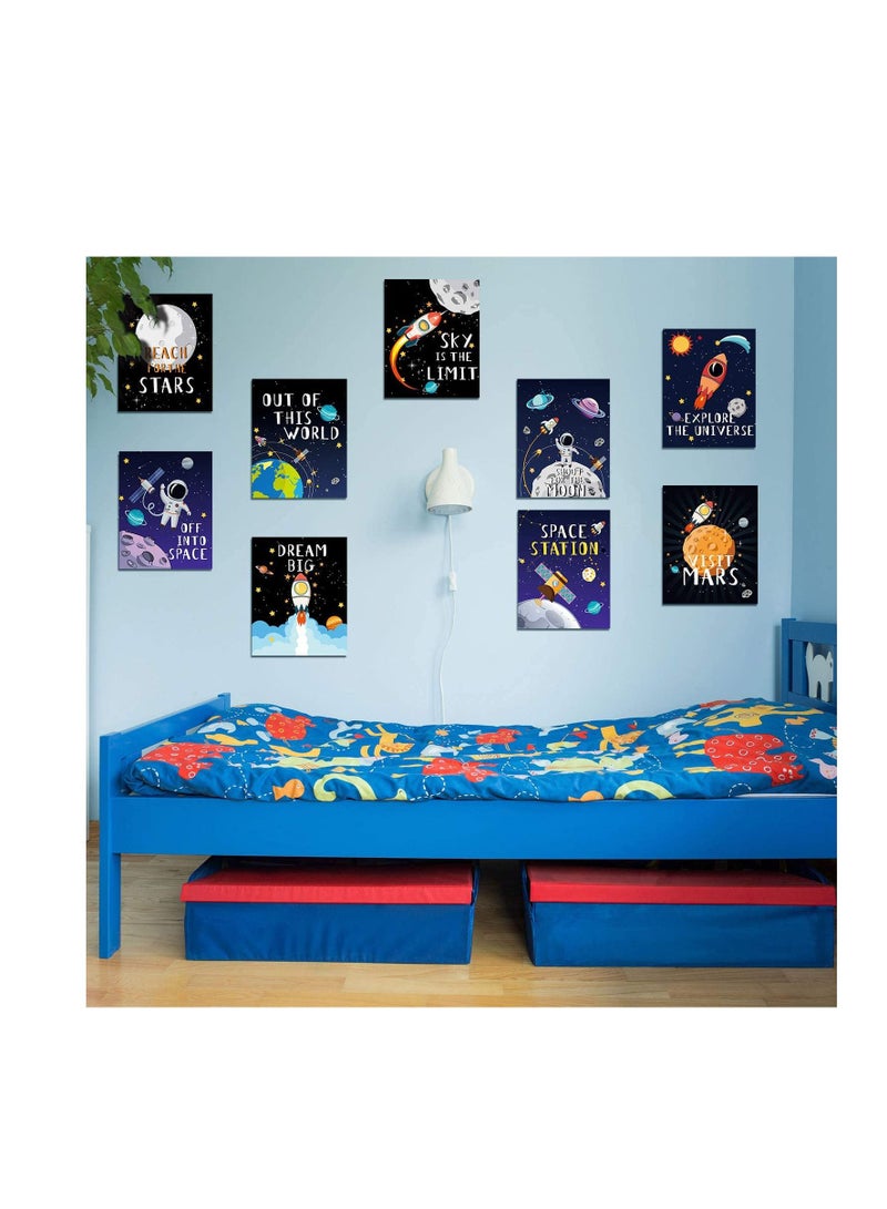 SYOSI Outer Space Wall Art Decor Posters, Astronaut Canvas Wall Prints Solar System Planet Unframed Poster for Kids Nursery Bedroom Space Posters Decor, 8 x 10 Inch (9 Pcs) - Image 4