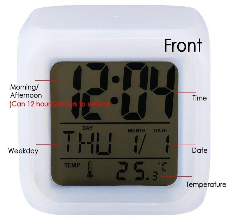 DIGSMORDEN DIGSMORDEN Magic Digital Calendar Timer Watch Temperature Light Operated LED Plastic Alarm Clock with Automatic 7 Color Changing White 75x75x75 cm  - Image 3