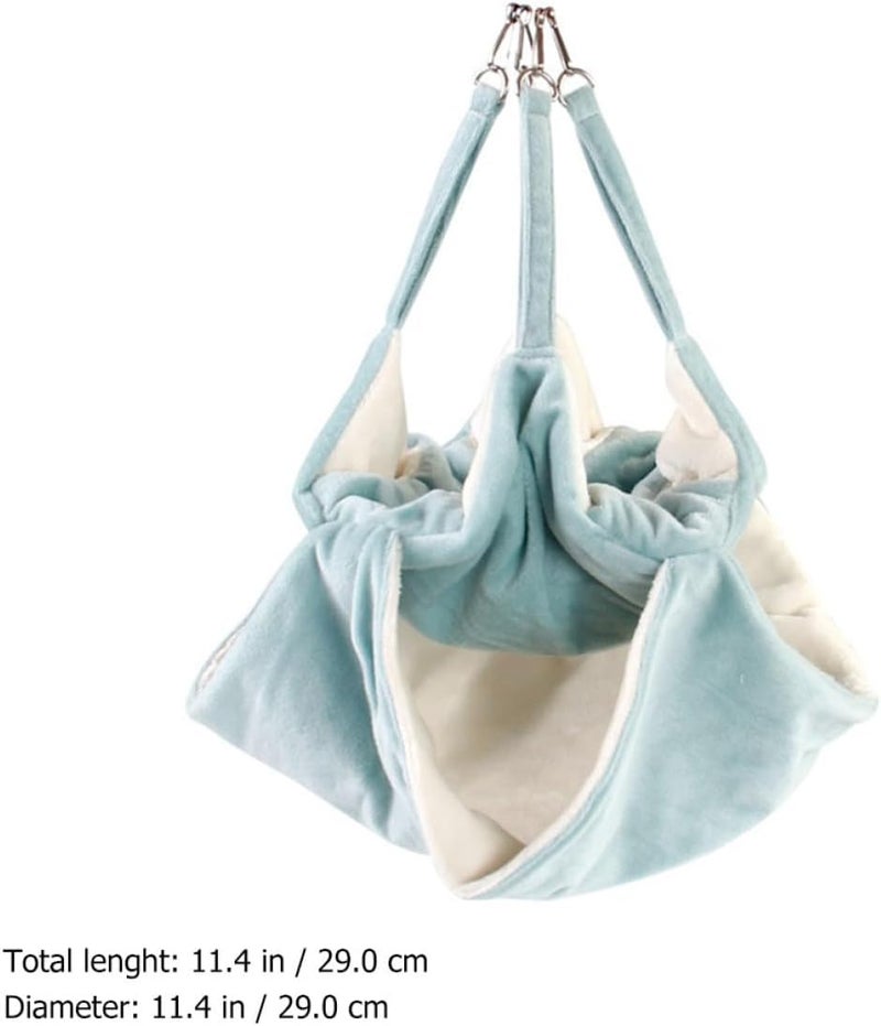 Kisangel Pet Double Layers Hammock Nest with Hooks, Blue Flannel Hamster Warm Hanging Bed for Small Pets Cage Sleep and Rest - Image 2