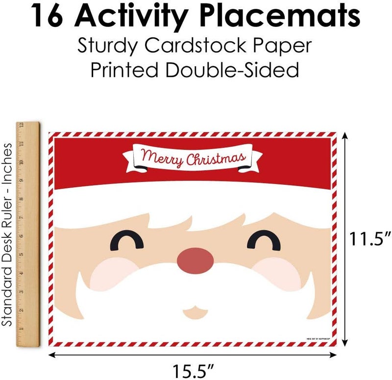Big Dot of Happiness Big Dot of Happiness Jolly Santa Claus  Skin Tone 1 Santa Paper Christmas Party Coloring Sheets  Activity Placemats  Set of 16 - Image 4