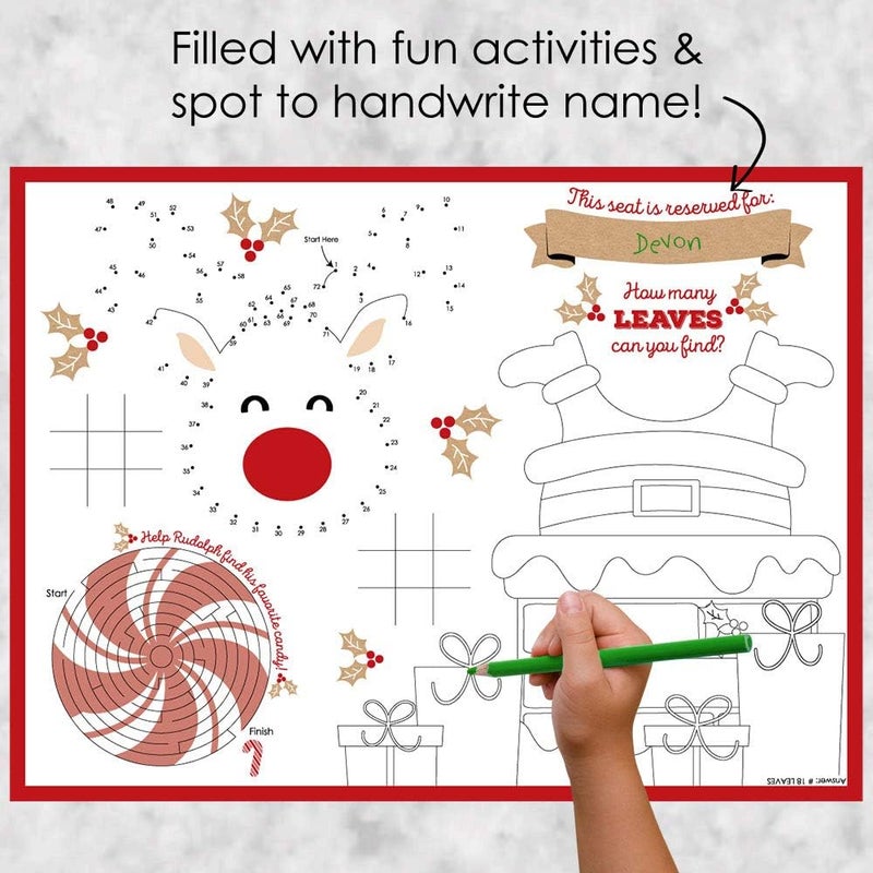 Big Dot of Happiness Big Dot of Happiness Jolly Santa Claus  Skin Tone 1 Santa Paper Christmas Party Coloring Sheets  Activity Placemats  Set of 16 - Image 2