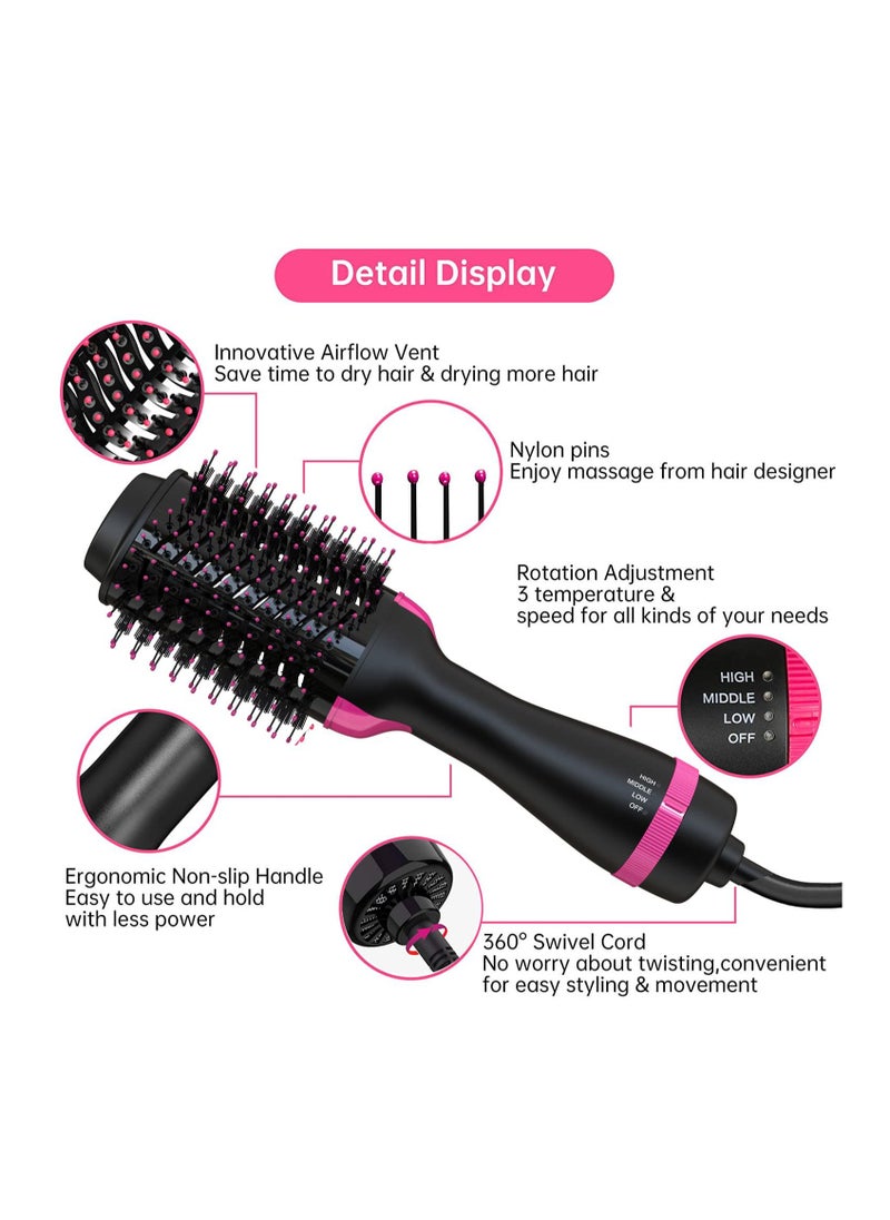 Generic Hair Dryer Brush One-Step Blow Dryer Brush for Styling and Frizz Control Negative Ionic Hot Air Brush Volumizer Ceramic 4 in 1 Hair Dryer and Styler Volumizer with Negative Ion  - Image 5