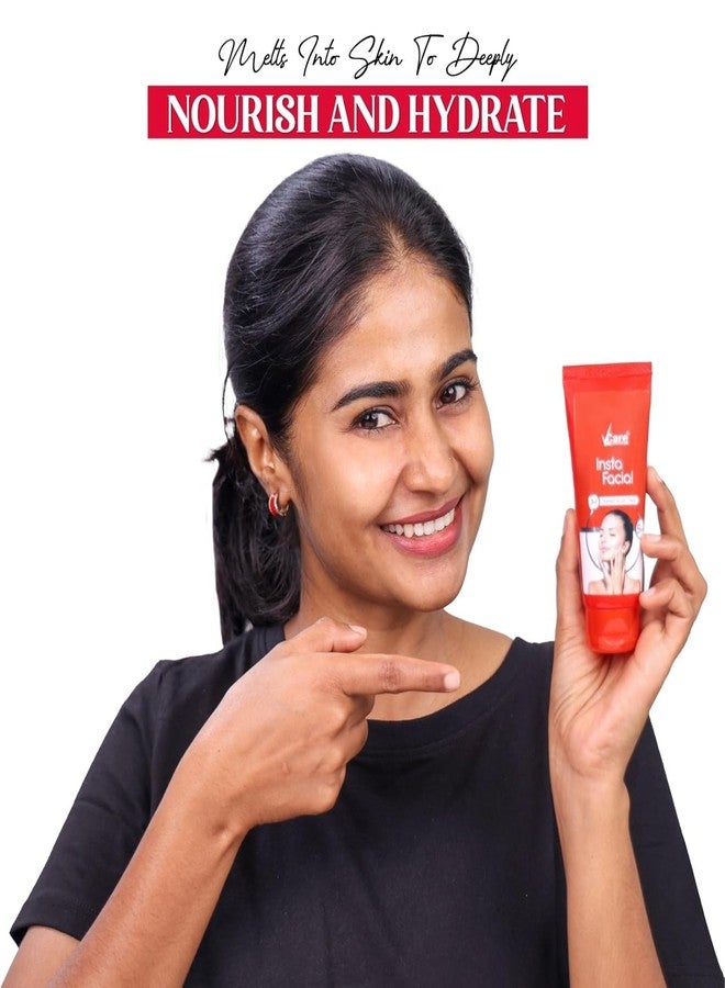 VCare Insta Facial 3 in 1 Cream For Face Scrub, Cleanse And Skin Care Mask For Oily And Dry Skin | Instant Glow Brightening Face Pack With Songyi Mushroom And Walnut 50 Gm - Image 5