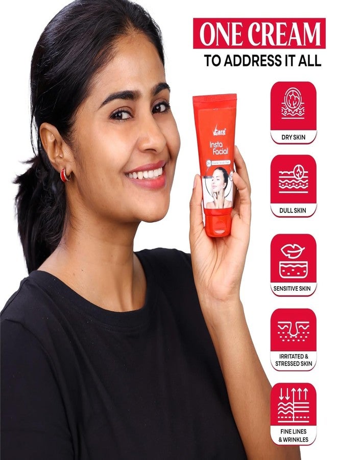 VCare Insta Facial 3 in 1 Cream For Face Scrub, Cleanse And Skin Care Mask For Oily And Dry Skin | Instant Glow Brightening Face Pack With Songyi Mushroom And Walnut 50 Gm - Image 3
