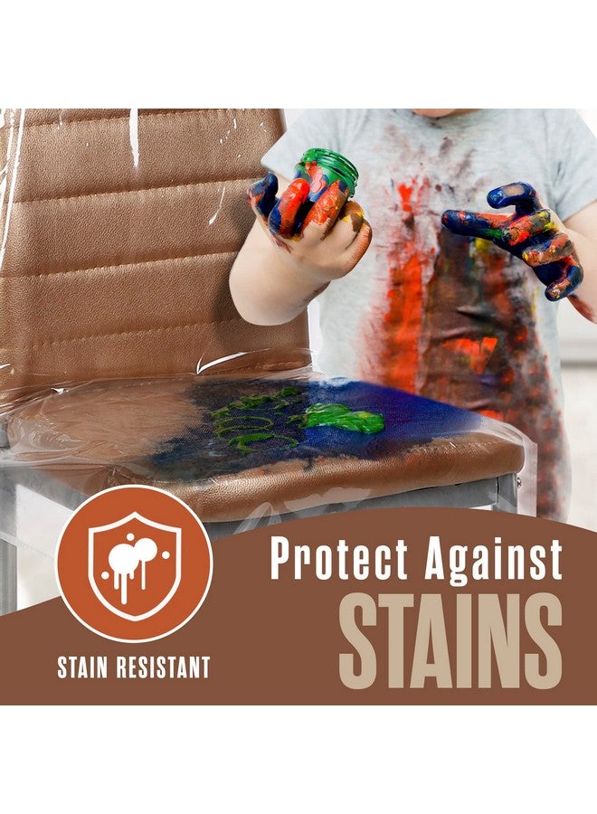 Houseables أغطية كراسي بلاستيكية من هاوسابلز، أغطية كراسي لكراسي الطعام، مقعد غرفة الطعام، واقيات ظهر الكراسي المقاومة للماء، لغرفة المعيشة، المطبخ، للقطط، فينيل، شفاف، ملائمة عالمية، 24 × 22 بوصة، 4 عبوات - Image 4