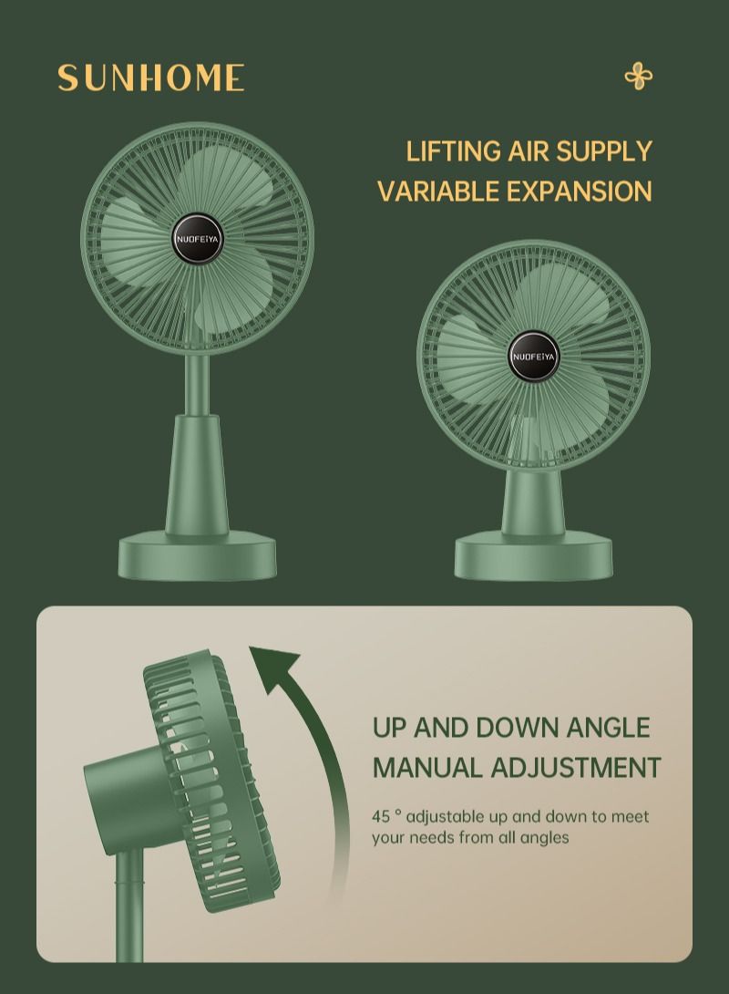 صن هوم 3 سرعات مروحة سطح مكتب صغيرة قابلة للتعديل 9 وات HH-195 أخضر - Image 2