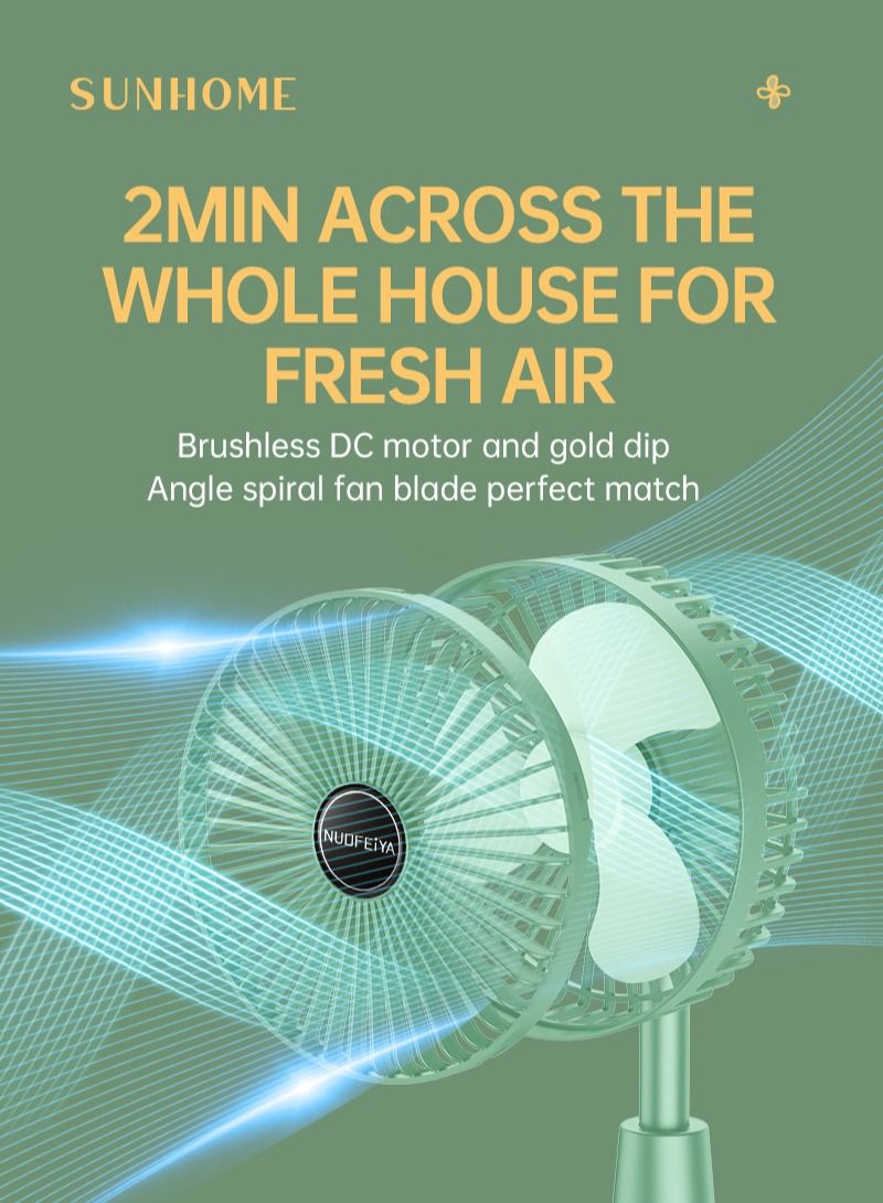 صن هوم 3 سرعات مروحة سطح مكتب صغيرة قابلة للتعديل 9 وات HH-195 أخضر - Image 4