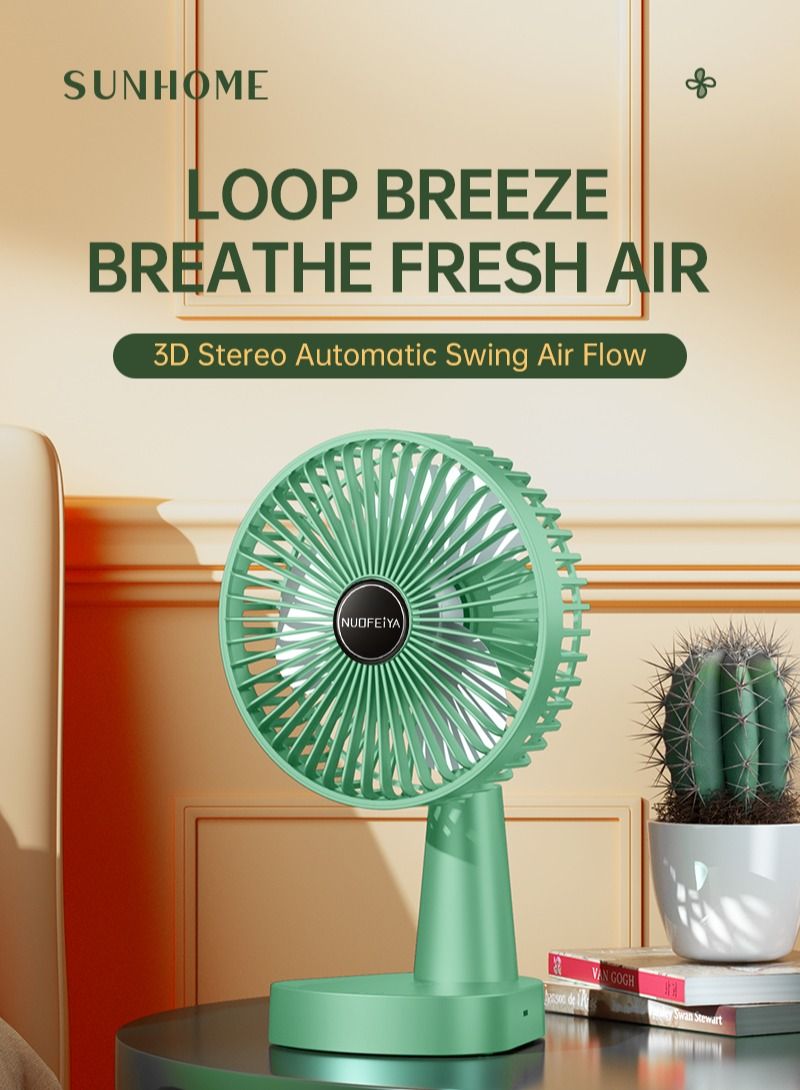 صن هوم 3 سرعات مروحة سطح مكتب صغيرة قابلة للتعديل 9 وات HH-195 أخضر - Image 3