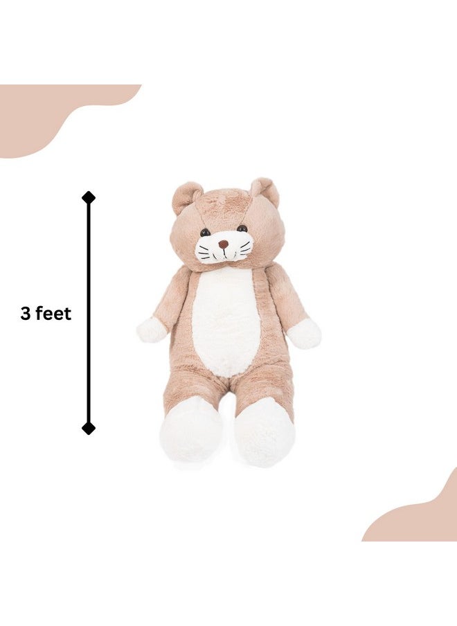 Besties BESTIES Soft Toys Lovers. Cat Soft Toy - Height 3 feet, Birthday Gift for Girls/Boys Plush & Stuffed Toys (3 Feet, Long Cat Brown)  - Image 3