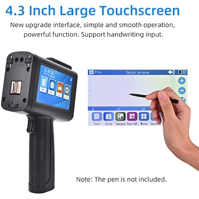 INKJET PRINTER, HD PORTABLE HANDHELD INKJET PRINTER WITH 4.3 INCH TOUCHSCREEN INTELLIGENT BARCODE PRINTER SUPPORT LOGO DATE QR CODE SYMBOLS BATCH NUMBER WITH INK CARTRIDGE - Image 3