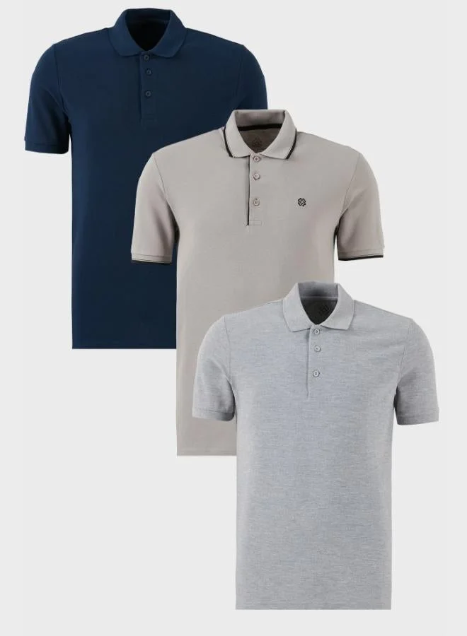 Buratti Buratti Cotton Regular Fit Button-Down Polo Collar 3-Pack T-Shirt Men's T-SHIRT 590211827S3