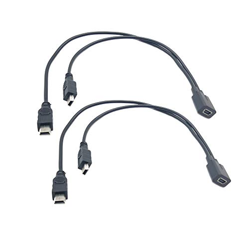 Seadream 2 Pack USB 2.0 Mini 5-Pin Y Splitter Cable,Injection Molding USB 2.0 Mini 5-Pin Female to Dual 2 Male Converter High Speed Charging Cable Cord (2Pack Black) - Image 5