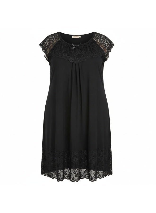 Elegant Women's Home Wear Dress with Soft Imported Lace, Loose Fit Lounge Dress, Breathable Casual Night Dress for Women, Width 40 cm, Length 110 cm, One Size Fits Up to 90 KG - Image 4