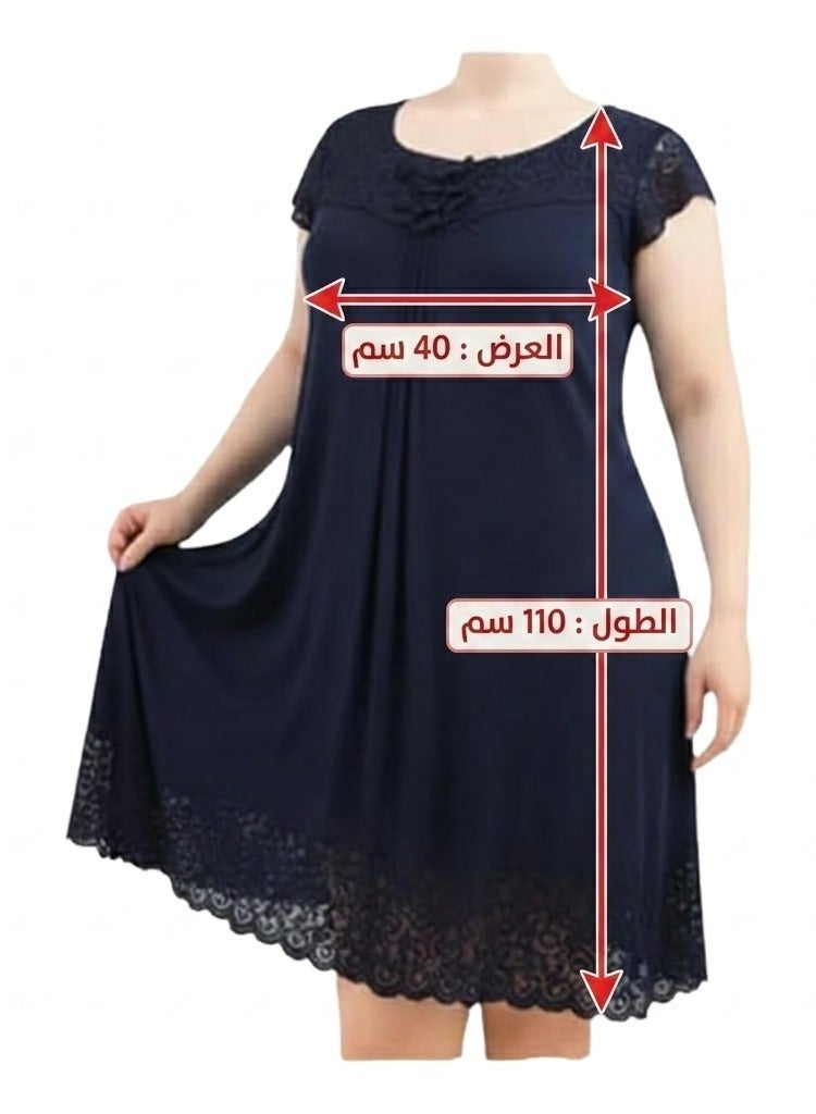 Elegant Women's Home Wear Dress with Soft Imported Lace, Loose Fit Lounge Dress, Breathable Casual Night Dress for Women, Width 40 cm, Length 110 cm, One Size Fits Up to 90 KG - Image 3