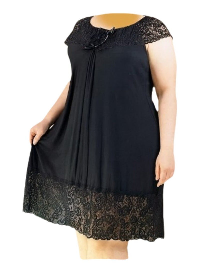 Elegant Women's Home Wear Dress with Soft Imported Lace, Loose Fit Lounge Dress, Breathable Casual Night Dress for Women, Width 40 cm, Length 110 cm, One Size Fits Up to 90 KG - Image 2