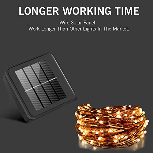 Epyz Solar String Light Outdoor Garden Home,12Meter 100 LEDs Fairy Lights Waterproof 8 Modes Lights with Solar [ Warm Yellow ] - Image 4