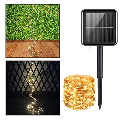 Epyz Solar String Light Outdoor Garden Home,12Meter 100 LEDs Fairy Lights Waterproof 8 Modes Lights with Solar [ Warm Yellow ] - Image 5