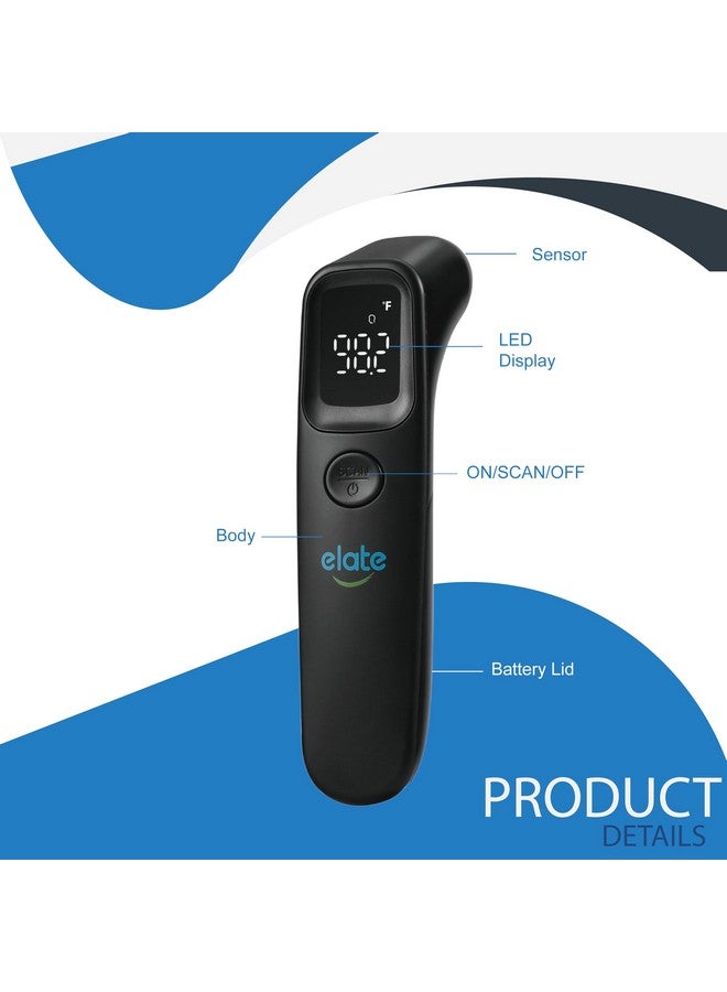 إيلات مقياس حرارة الجبين بدون تلامس من Elate للبالغين والأطفال، مقياس حرارة رقمي بدون لمس للأطفال الرضع/حديثي الولادة، درجة طبية، مؤهل لـ FSA HSA، مقياس حرارة زمني بدون لمس للحمى - Image 3