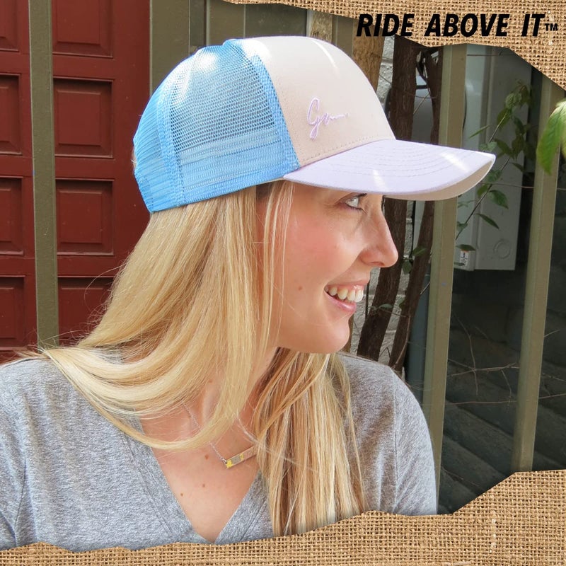 Grace Folly Beach Trucker Hats for Women- Snapback Baseball Cap for Summer (Classic Blue & Lavender) - Image 5