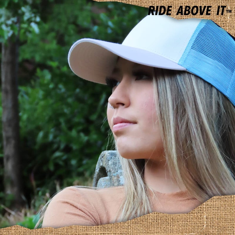 Grace Folly Beach Trucker Hats for Women- Snapback Baseball Cap for Summer (Classic Blue & Lavender) - Image 3