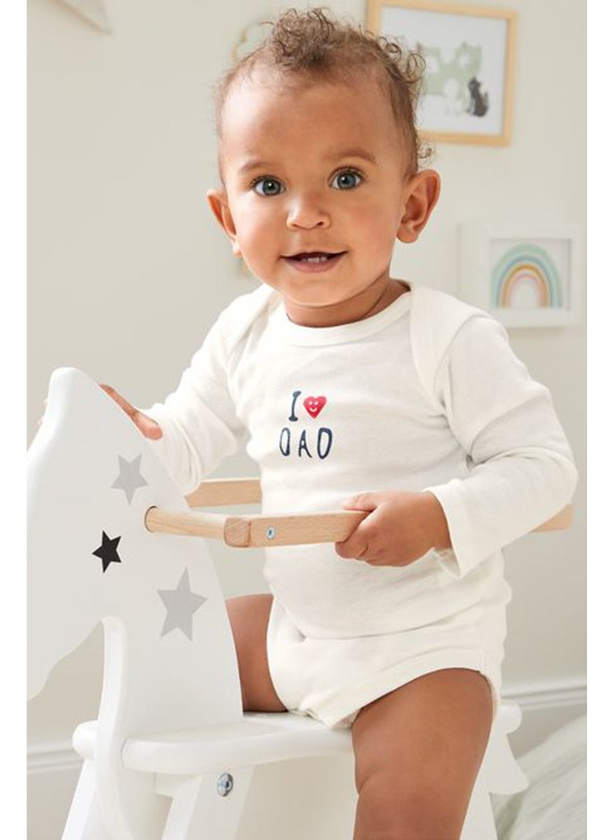 Tchibo Toddler Unisex 5 Pcs Organic Cotton Long Sleeve Graphic Bodysuits, White  - Image 1