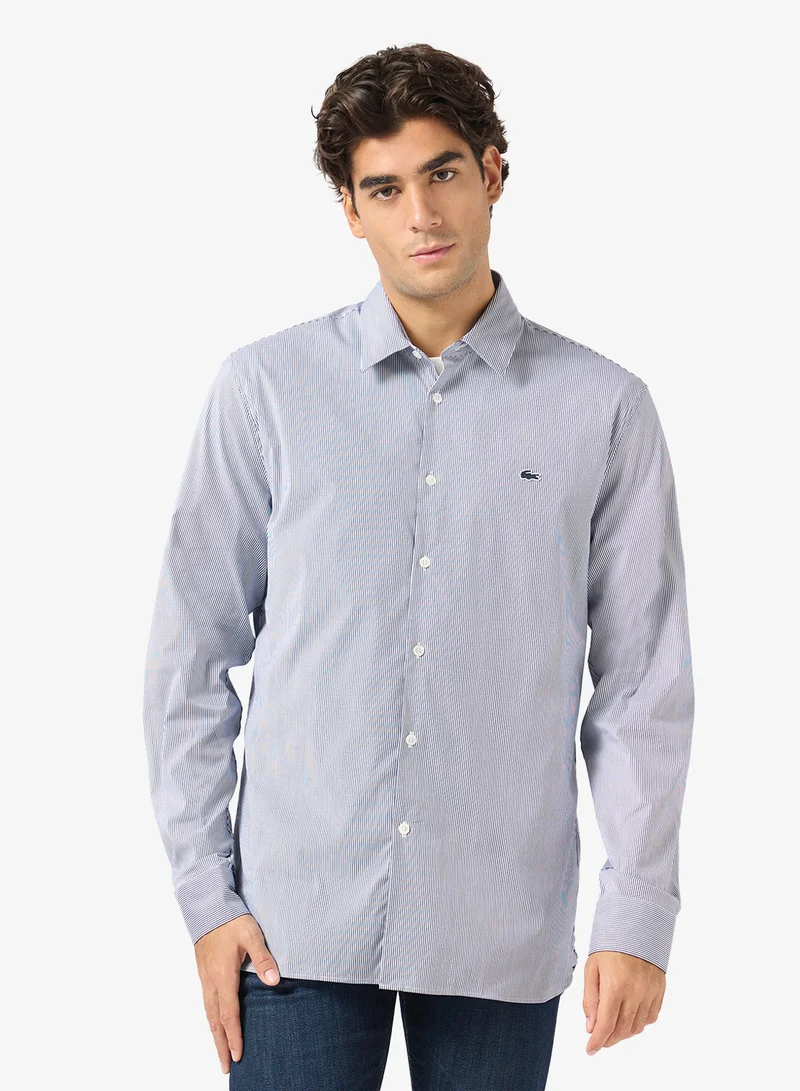 LACOSTE Striped Slim Fit Stretch Poplin Shirt