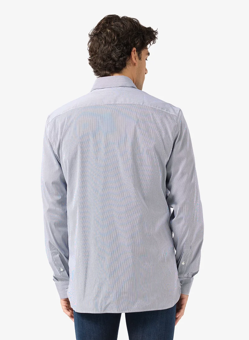 LACOSTE Striped Slim Fit Stretch Poplin Shirt
