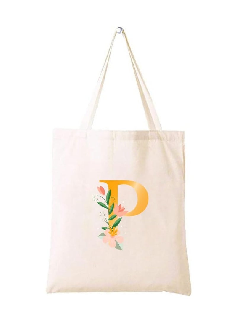 برينت شوب فور مي حقيبة حمل قطنية من القماش مطبوعة بأحرف أولية لفكرة هدية للنساء في الحفلات وحقيبة هدايا قطنية، حقيبة قابلة لإعادة الاستخدام - Image 1