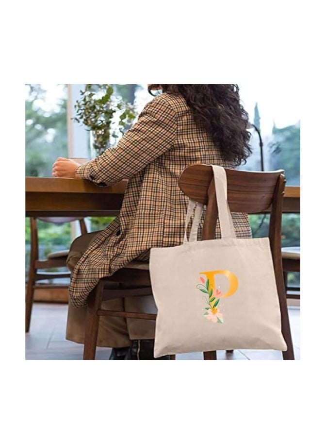 برينت شوب فور مي حقيبة حمل قطنية من القماش مطبوعة بأحرف أولية لفكرة هدية للنساء في الحفلات وحقيبة هدايا قطنية، حقيبة قابلة لإعادة الاستخدام - Image 3