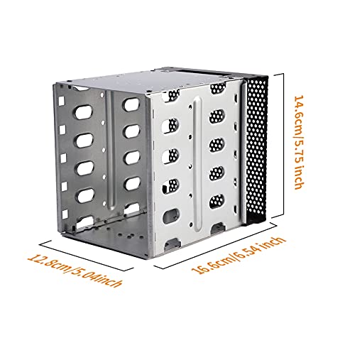Calidaka Hard Drive Cage,Galvanized Steel Plate + ABS Plastic Cage Hard Drive Tray Rack with Fan Space,Adapter Rack Bracket for Computer SATA 5.25in to 5X 3.5 - Image 2