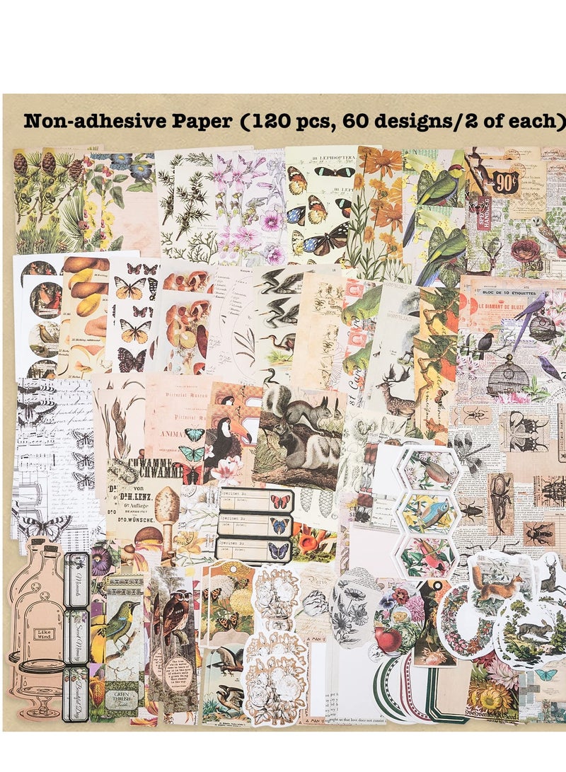 Vintage Diary Stickers Set - 200 Pieces Mayfly Animals Deep Forest Series for Scrapbooking, Planners, and Artistic Collages - Literary Style Notebook and Album Accessories. - Image 2