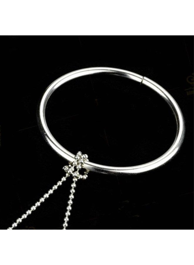 Air Magic Knot Wedding Knot Large Tomorrow Ring Close-up Magic Toy Magic Props Spot-Color:Silver Bead Chain Large Slit Ring  - Image 2