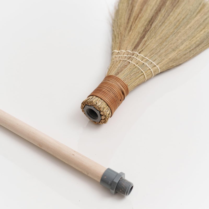 BMart Home Natural Whisk Sweeping Hand Handle Broom - Vietnamese Straw Soft Broom for Cleaning Dustpan Indoor - Outdoor - Decorative Brooms - Wooden Handle - 9.84'' Width, 27.55" Length - Image 4