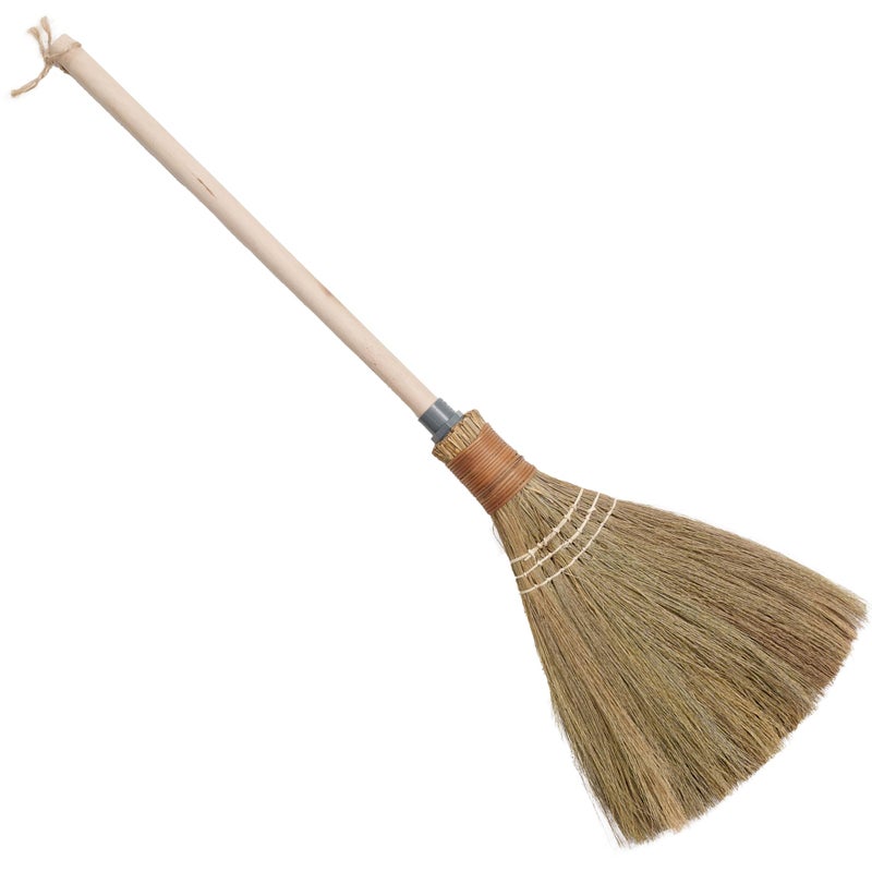 BMart Home Natural Whisk Sweeping Hand Handle Broom - Vietnamese Straw Soft Broom for Cleaning Dustpan Indoor - Outdoor - Decorative Brooms - Wooden Handle - 9.84'' Width, 27.55" Length - Image 1