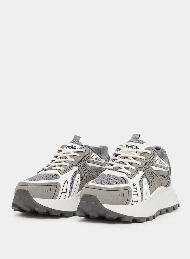 ستايلي Styli Chunky Sole Lace Up Sneakers