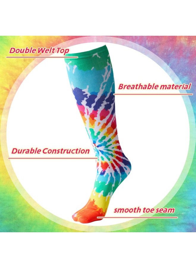 Geyoga Crazy Tie Dye Crew Socks 2 Pairs Unisex Casual Pattern Long Socks over The Calf Soccer Socks Colorful Softball Socks Novelty Tie Dye Socks Boys' Girls' Athletic Socks - Image 5