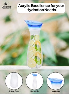 Life Smile LIFE SMILE Shatterproof Acrylic Water Bottle with Leakproof Lid - BPA-Free, Eco-Friendly Juice Pitcher - Ideal for Water, Iced Tea, Cold Brew, and Beverages (Blue 0.45 L)  - Image 5