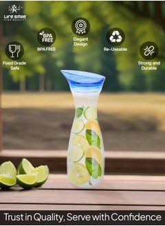 Life Smile LIFE SMILE Shatterproof Acrylic Water Bottle with Leakproof Lid - BPA-Free, Eco-Friendly Juice Pitcher - Ideal for Water, Iced Tea, Cold Brew, and Beverages (Blue 0.45 L)  - Image 2