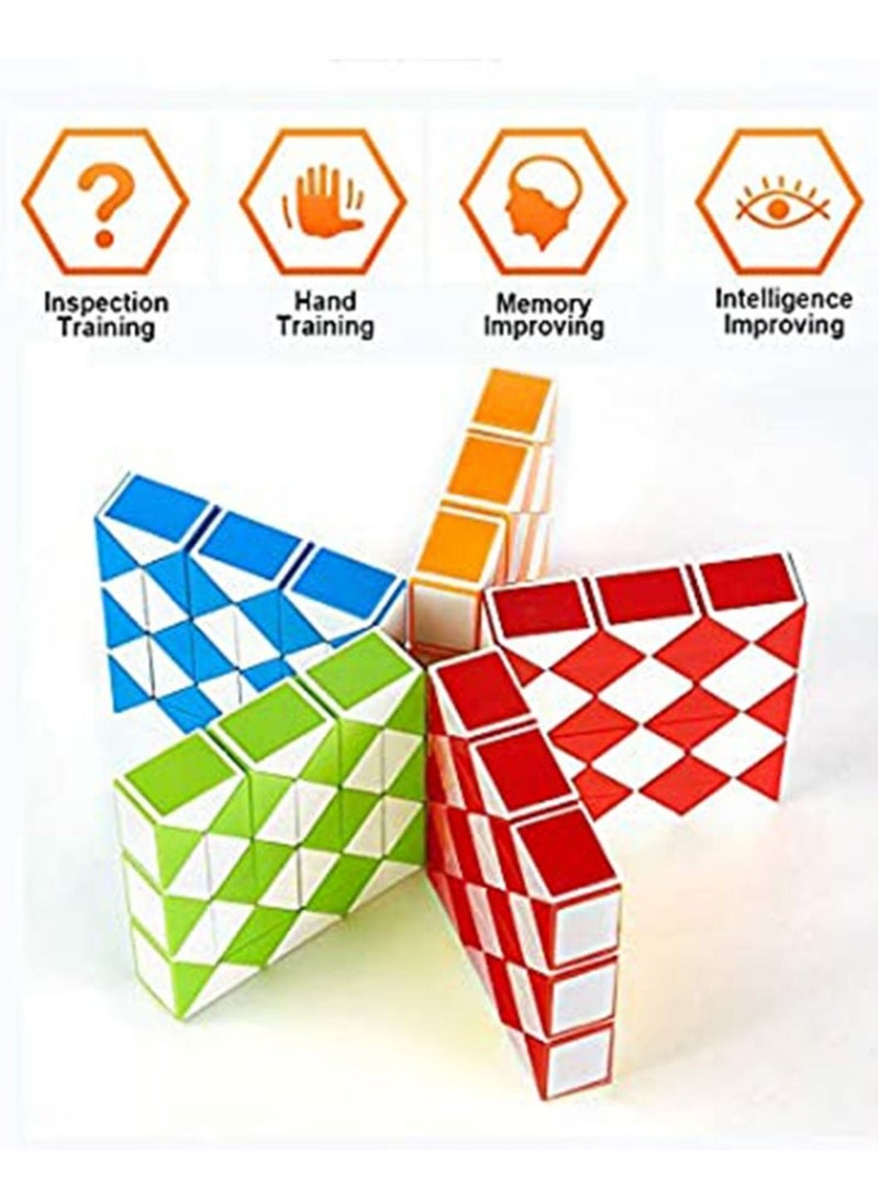 Magic Snake Cube 12 Pack 24 Blocks Party Bag Fillers for Kids 3D Twist Puzzle Toys for Party Supplies Kids Intelligence Development - Image 3