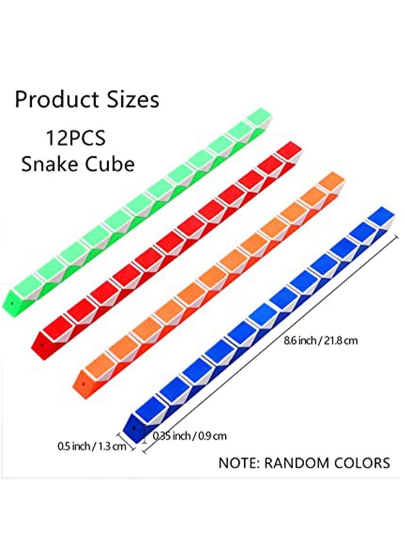 Magic Snake Cube 12 Pack 24 Blocks Party Bag Fillers for Kids 3D Twist Puzzle Toys for Party Supplies Kids Intelligence Development - Image 2