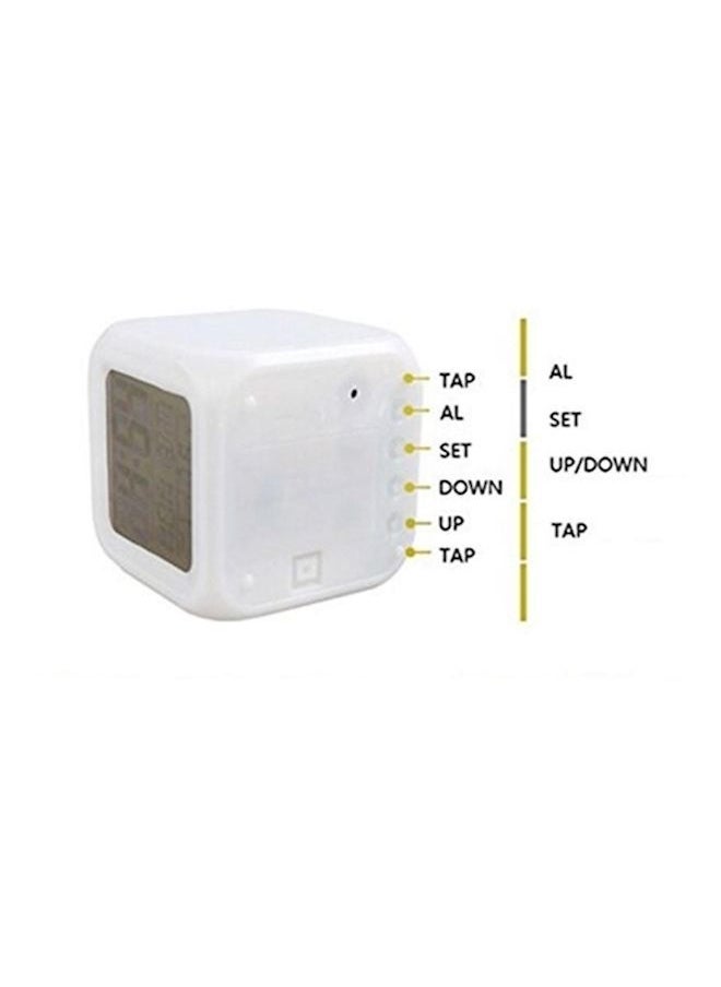 NIBEMINENT - 7 Colors Led Changing Digital Alarm Clock White - Image 1