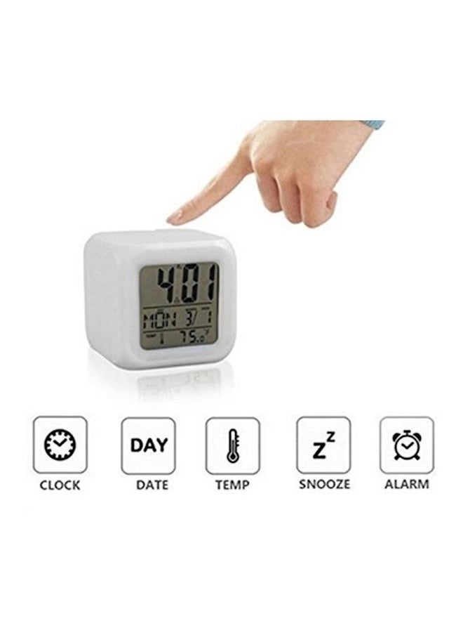 NIBEMINENT - 7 Colors Led Changing Digital Alarm Clock White - Image 1