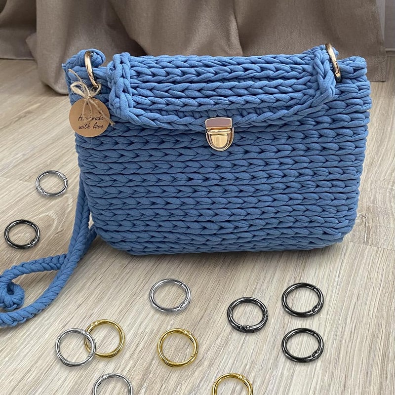 ELANE 24 Pcs Spring O Rings,Trigger Round Snap Buckle,Spring Keyring Buckle,Keychain Ring for Buckle,Bags,Purses (Silver+Gold+Grey, 1 inch) - Image 4