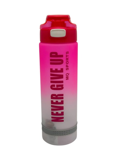 QSHOP®Naver Give Up Motivational Sports Water Bottle Leakproof Portable Drinking Bottle Fashion Durable Gym Fitness Sports Bottle with Straw and Strap, BPA Free (1000ml)