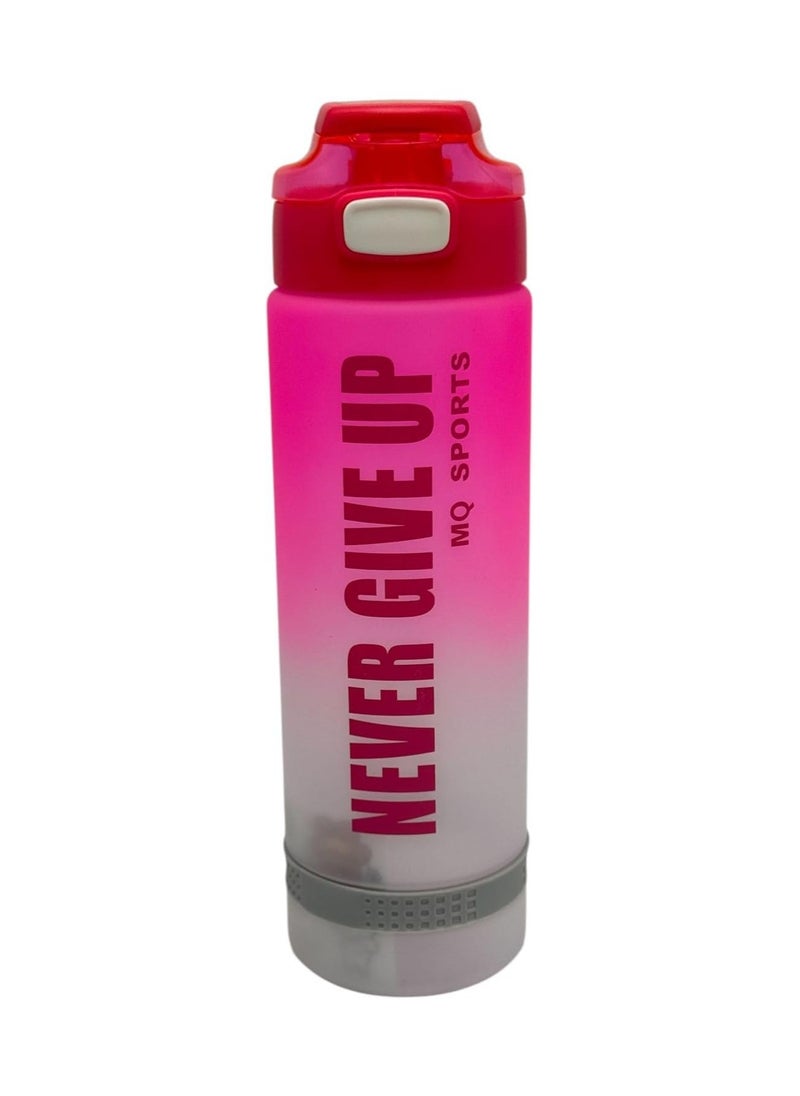QSHOP - QSHOP®Naver Give Up Motivational Sports Water Bottle Leakproof Portable Drinking Bottle Fashion Durable Gym Fitness Sports Bottle with Straw and Strap, BPA Free (1000ml) - Image 1