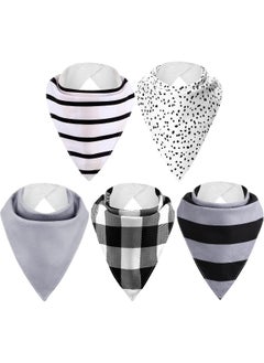 Janmercy Janmercy 5 Pack Adult Drool Bandana Bibs Soft Large Absorbent Bibs for Special Needs Waterproof, Kids, Men Women (Simple Pattern)  - Image 1